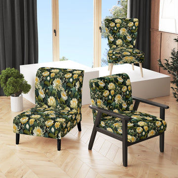 Botanical Green And Yellow Poppies Garden - Cottage Arm Chair